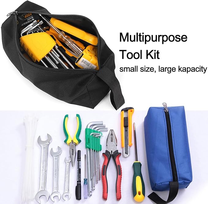 5 Pack Canvas Tool Pouch of Two Sizes, Tool Pouches with Zipper, Multipurpose Zipper Bags Tools is Suitable for Storing Scattered Tools, Cosmetics, and Various Items (5 Colors)-NeatNest