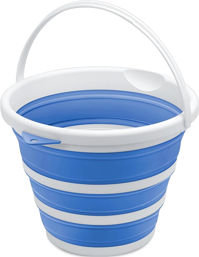 Goderewlid Collapsible Bucket 2.6 Gal/10L, BPA-Free - Space-Saving, Portable Foldable Water Pail for Versatile Use, Home, Outdoors, Car Wash, Camping, Fishing - Blue, Single Pack-NeatNest