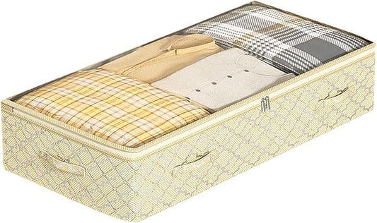 Foldable Under Bed Storage–Under Bed Storage Containers Non-Woven Fabric with Dual Zipper, Closet Organizers for Clothing, Bedding–Space-Saving Storage For Bedroom (7 in)-NeatNest