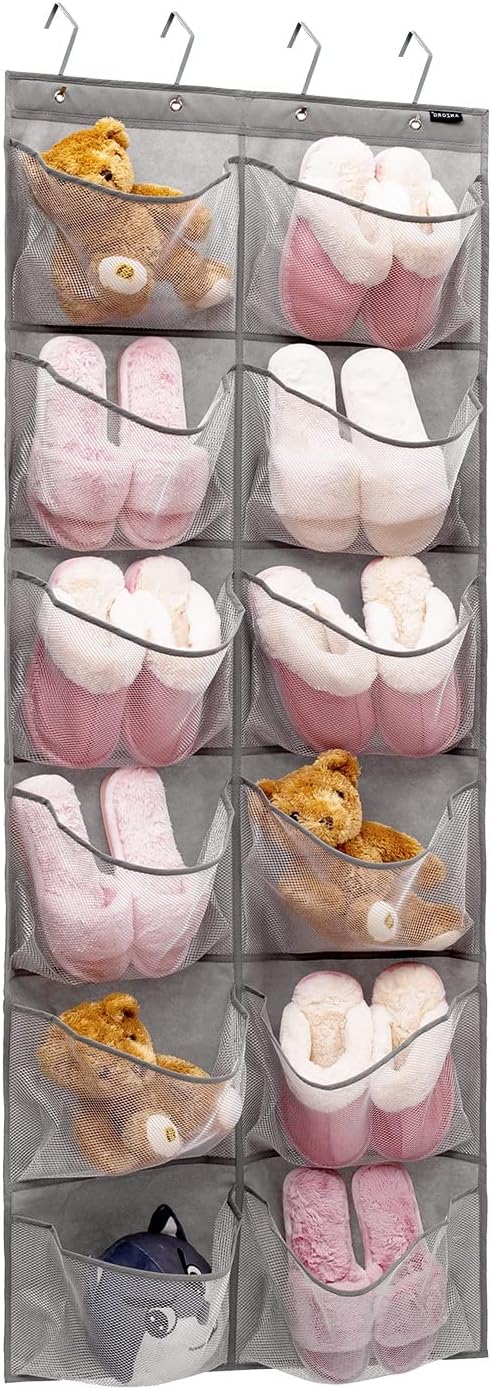 Extra Large Mesh Pockets Shoe Organizer Hanging Rack for Bedroom & Bathroom Storage (12 Large Pockets)-NeatNest