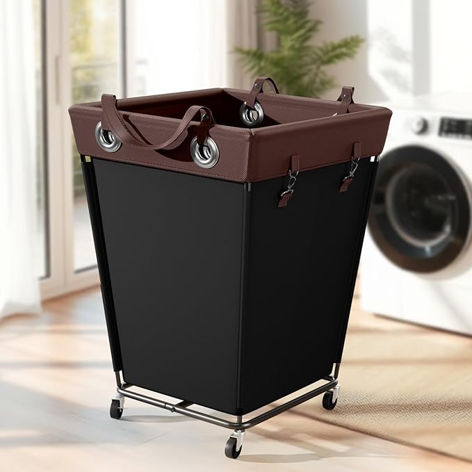 Laundry Hamper with Wheels 210L Large Capacity Hamper Rolling Laundry Basket Extra Large Laundry Cart for Easy Transport Storage Basket Ideal for Dorm Laundry Room Bathroom Black