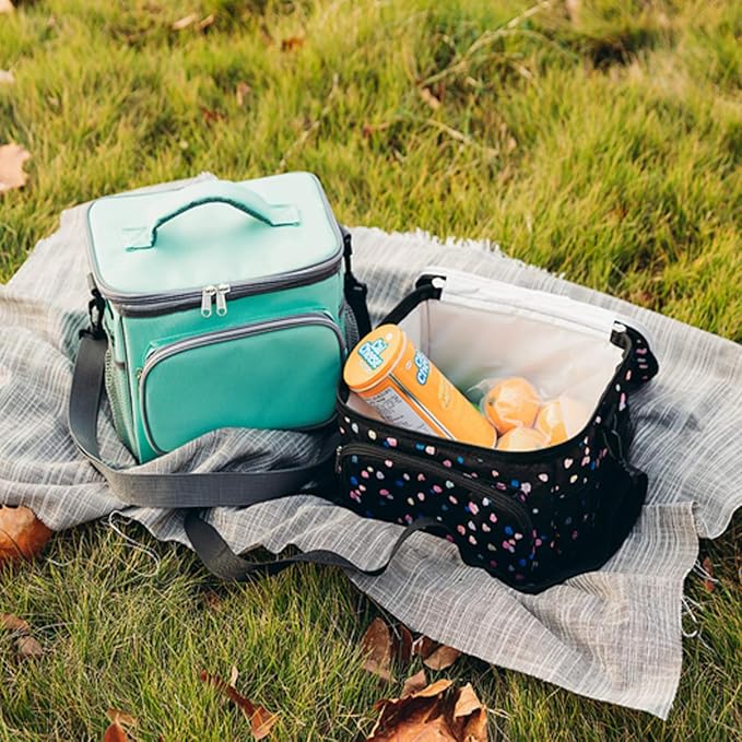 FlowFly Insulated Reusable Lunch Bag Adult Large Lunch Box for Women and Men with Adjustable Shoulder Strap,Front Zipper Pocket and Dual Large Mesh Side Pockets,Grey-NeatNest