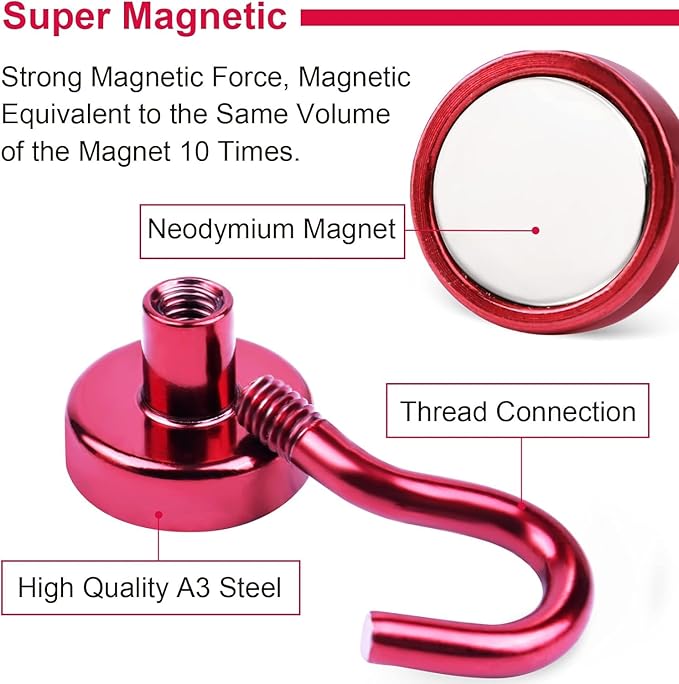 DIYMAG Magnetic Hooks, 30Lbs Strong Heavy Duty Cruise Magnet S-Hooks for Classroom, Fridge, Hanging, Cabins, Grill, Kitchen, Garage, Workplace and Office etc, (20 Pack-Red)-NeatNest