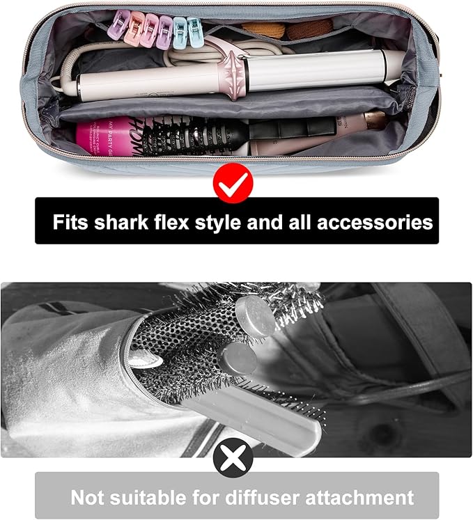 Hair Tools Travel Bag for Shark Flexstyle Dyson, Quilted Hair Tool Organizer Bag, Gift for Women Hair Accessories Tools Storage Bag, Travel Hairdryer Portable Bag for Women, Grey-NeatNest