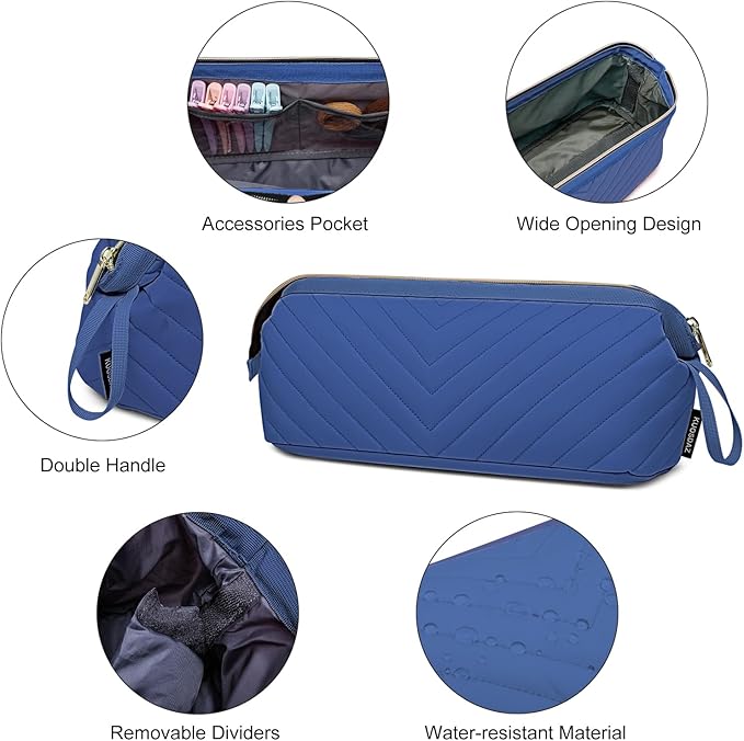 Hair Tools Travel Bag for Shark Flexstyle Dyson, Quilted Case Organizer Bag, Gift for Women Hair Accessories Storage Bag, Travel Hairdryer Portable Bag for Women, Blue-NeatNest