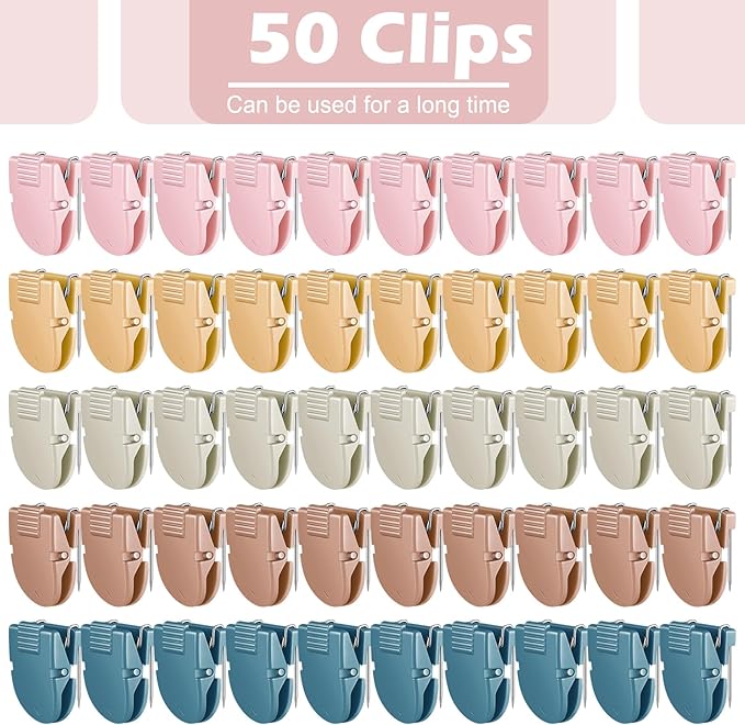 50 Pcs Cubicle Clips Fabric Panel Cubicle Accessories Fabric Partition Panel Wall Clip Office Photos Wall for Notes Memos Standard Size, 40-Sheet Capacity (Boho Color)