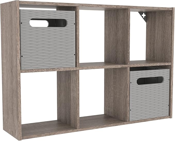 ClosetMaid Mini 6-Cube Desktop or Wall Mount Organizer, Weathered Teak-NeatNest