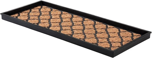 Anji Mountain Heavy Duty Waterproof Rubber Shoe Storage Mat Organizer/Boot Storage Tray Multi Use for Entryway with Coir, Tan Insert, Fits 3 Pair (34.5" Wide)