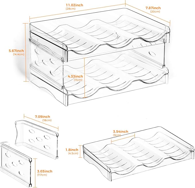 BoxedHome Plastic Water Bottle Organizer and Wine Rack Storage Holder for Inside Cabinet, Kitchen Countertop, Table Top, Pantry, Bars, Cabinets, Fridge - Clear (2 Tier 6 Containers)-NeatNest