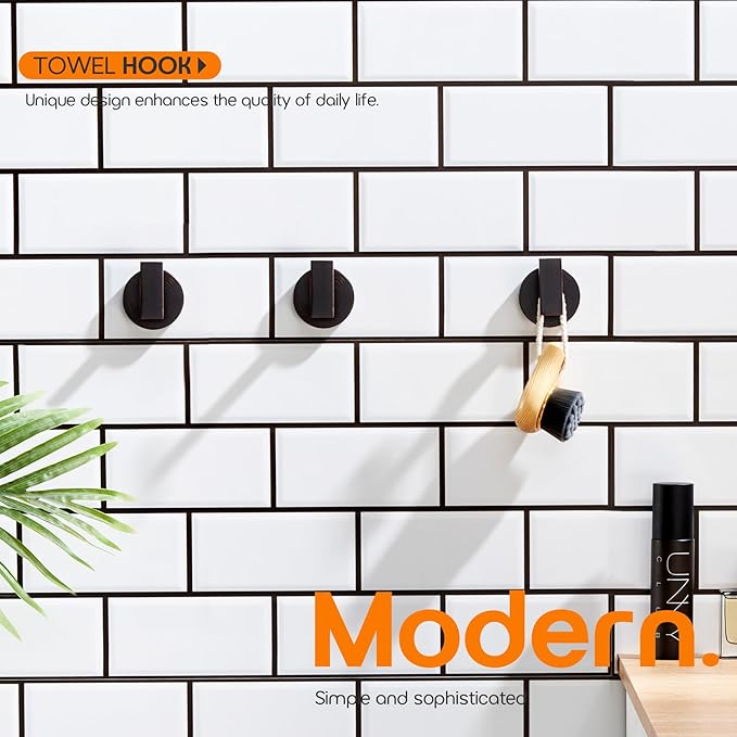 Robe Hook Bath Towel Hooks Stainless Steel Wall Hooks for Bathroom Kitchen Closet Garage Door Hanger Oil Rubbed Bronze 3 Pack, AN1001ORB-P3