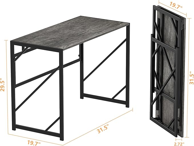Elephance Folding Desk Writing Computer Desk for Home Office, No-Assembly Study Office Desk Foldable Table for Small Spaces-NeatNest