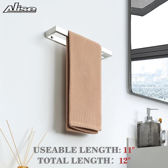 Alise Bath Towel Bar,Wall Mount Towel Holder Towel Rack Towel Hanger for Bathroom Lavatory,12 Inch SUS304 Stainless Steel Towel Rail,Polished Chrome GJF030-C
