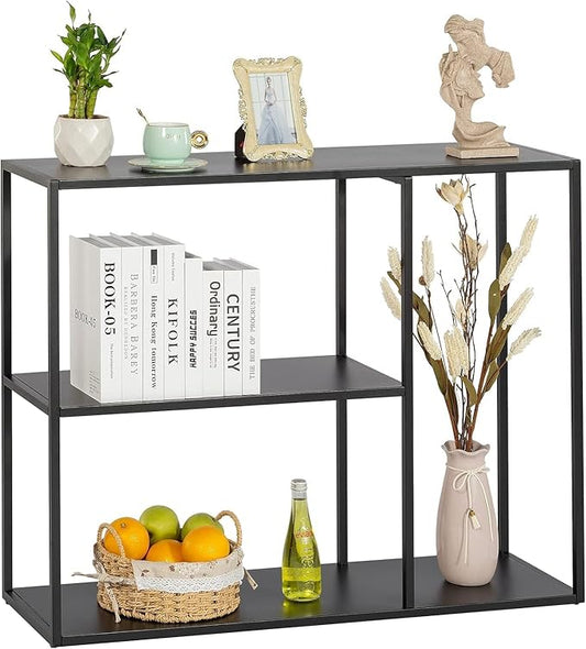 HDANI Console Table, Narrow Entryway Table, 3 Tier Metal Hallway Table, 11.8''Dx39.4''Wx31.5''H(Black)-NeatNest