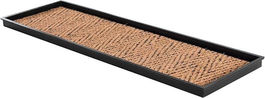 Anji Mountain AMB0BT4F-003 Black Rubber Boot/Shoe Tray with Coir, Fits 4 Pair (46.5" Wide), Tan & Black Insert