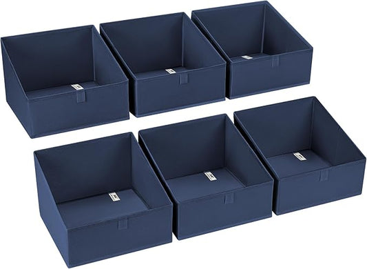 DIMJ Closet Storage Bins 6 Pack - Fabric Trapezoid Closet Organizer Bin, Foldable Storage Baskets for Shelves, Shelf Organizer, Clothing Storage Box for Toys, Books, Towel, Clothes-NeatNest