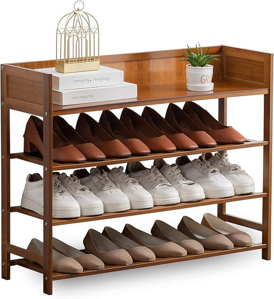 latifolia Bamboo Shoe Rack, 4-Tier Shoe Rack Organizer for Entryway Hallway Closet, Brown(31.50''L)-NeatNest