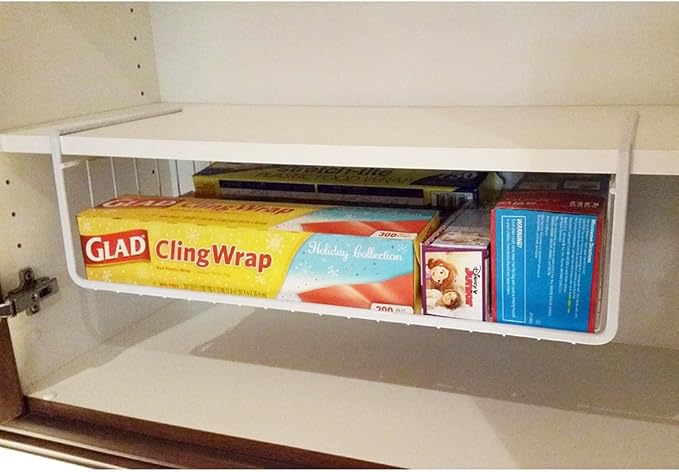 Under Shelf Wire Storage Baskets – Hanging Organizer Rack for Cabinet, Pantry, or Closet – White Metal Basket for Kitchen, Towels, or Office – No Tools Required (Set of 2 19")-NeatNest
