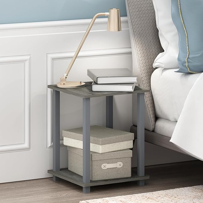 Furinno Simplistic Set of 2 End Table, French Oak Grey/Grey-NeatNest