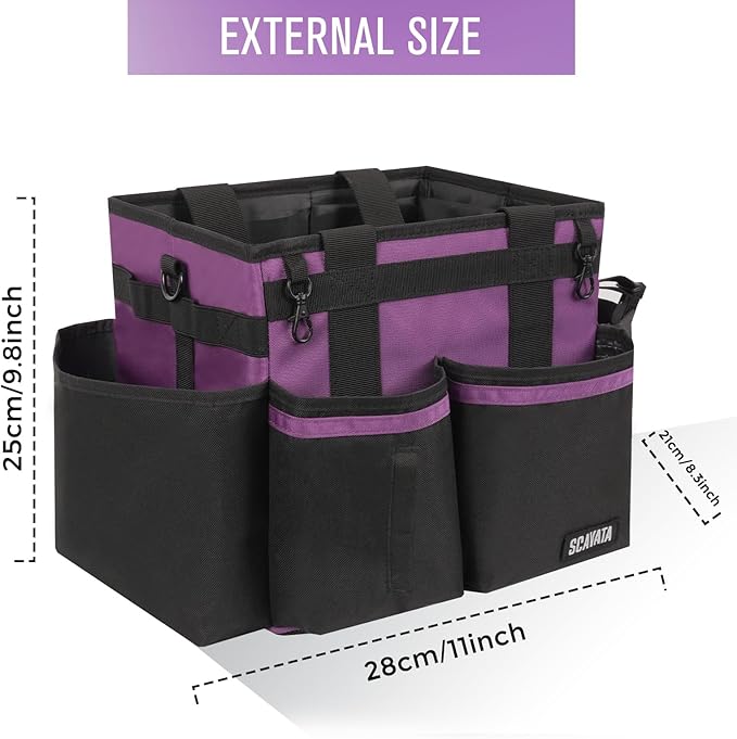 Compact Wearable Cleaning Caddy, Small Cleaning Caddy Supplies Organizer with Handle & Shoulder Straps for Housekeepers, Under Sink & Car Cleaning Tool Organizers Bag (RoyalPurple)-NeatNest