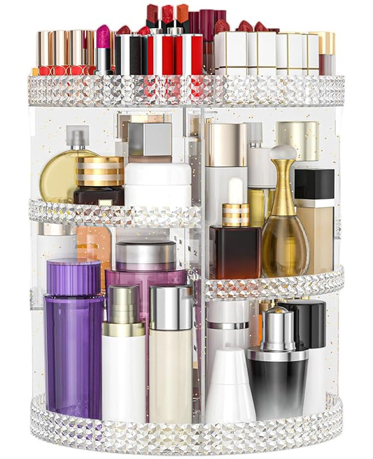 360 Degree Rotating Makeup Organizer, Extra Large Capacity Organizador De Maquillaje, Removable 7 Layers Lipstick Organizer Cosmetic Storage Cases Perfume Organizer for Vanity (Glitter)-NeatNest