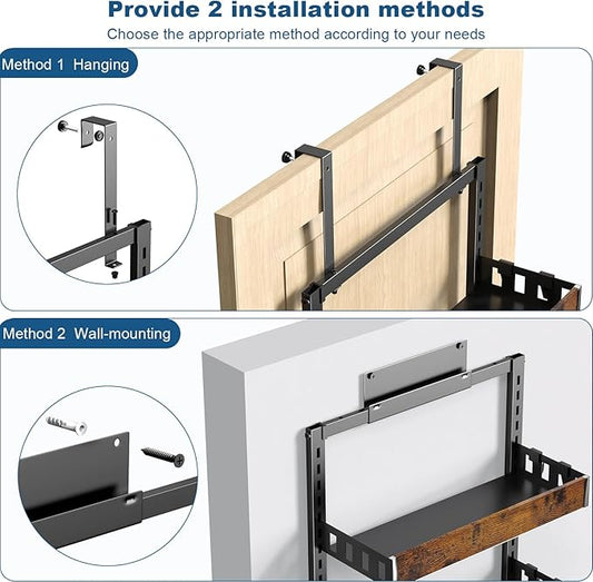 bukfen Over the Door Pantry Organizer, 6-Tier Adjustable Wooden Basket Kitchen Pantry Door Organization and Storage, Heavy-Duty Metal Hanging Kitchen Spice Rack,D6.3 x W17.71 x H50.60 inch,1 Pack-NeatNest