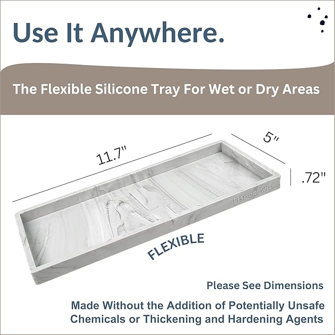 Countertop and Vanity Tray - 11.7" Silicone Bathroom Tray Countertop, Dish Soap Trays for Kitchen Counter, Sink Organizer Accessories Caddy, Toilet Laundry Shower Makeup Mat Oil Holder-NeatNest