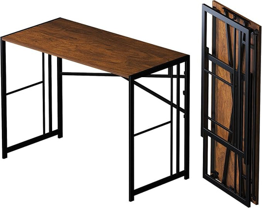 Folding Computer Desk 40 inch Writing Gaming Computer Camping Desk, No Assembly Required Home Office Table, Mahogany-NeatNest