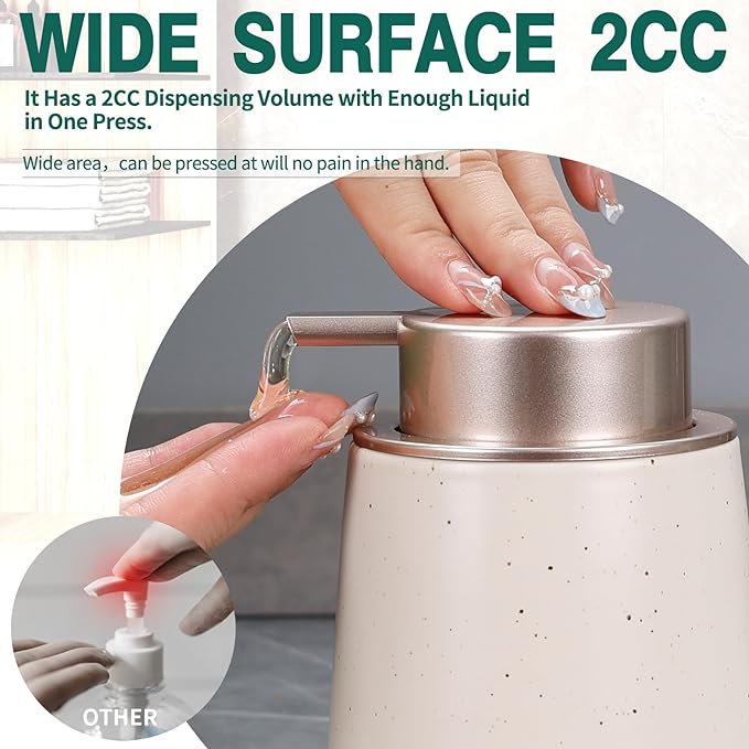 Bosilunlife Hand Soap Dispenser - 12oz Ceramic Soap Dispenser Bathroom Refillable Liquid Soap Pump Dispenser for Bathroom Kitchen Dispenser for Dish Soap with Easy-to-Press Pump-NeatNest