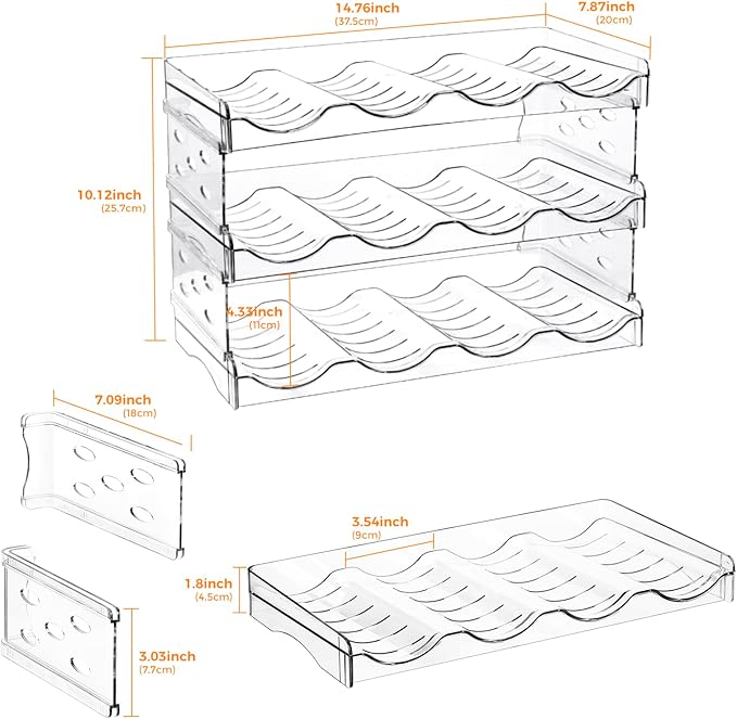 BoxedHome Plastic Water Bottle Organizer and Wine Rack Storage Holder for Inside Cabinet, Kitchen Countertop, Table Top, Pantry, Bars, Cabinets, Fridge - Clear (3 Tier 12 Containers)-NeatNest