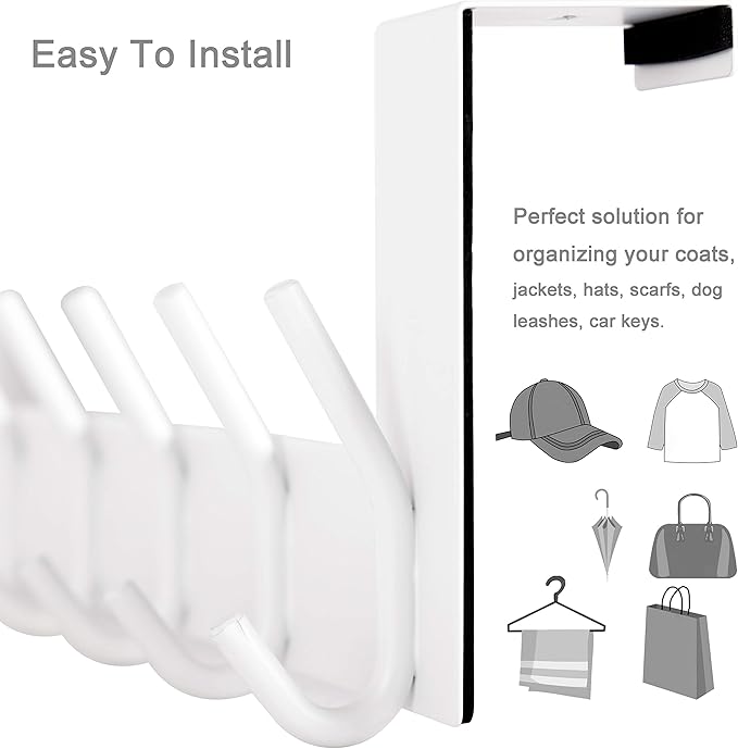 WEBI Over The Door Hooks,Door Hanger,Over The Door Towel Rack,Door Coat Rack Coat Hanger,6 Hooks for Hanging Clothes,Hats,Behind Back of Bathroom,Bronze
