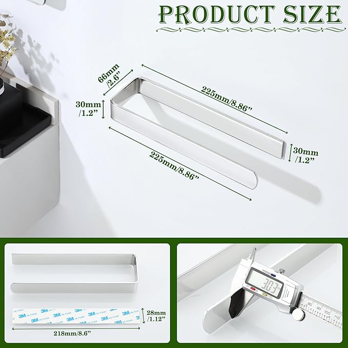 Alise Hand Towel Holder Self Adhesive Towel Bar Towel Hanger for Bathroom Wall,SUS304 Stainless Steel Polished Chrome Towel Rack Towel Ring for Kitchen Cabinet Glass Door Wash Basin Side,No Drilling