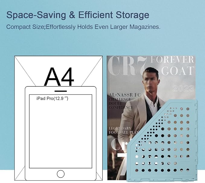 deli Collapsible Magazine File Holder 4 Vertical Compartment Binder Holder for Desk Organizer Adjustable Sturdy Binder Storage Organizer for Office School Home（Blue）-NeatNest