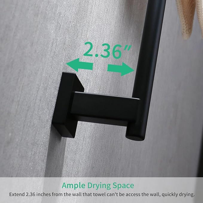 Miyili Matte Black Single Towel Bar 24-Inch Bathroom Stainless Steel Towel Rack Bath Towel Hanger Wall Mount