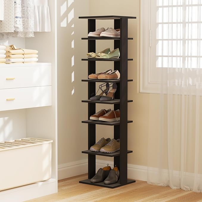 Tangkula 8-Tier Vertical Shoe Rack, Space-Saving Corner Shoe Organizer for 7 Pairs, Narrow Shoe Storage for Entryway, Front Door, or Closet-NeatNest