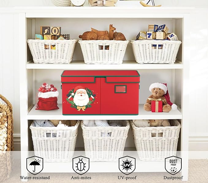 Christmas Ornament Storage Box Christmas Ornament Storage Organizer with Adjustable Divider 128 Ornaments 600D Oxford Fabric Christmas Storage Containers Holiday Ornament Storage Box-NeatNest