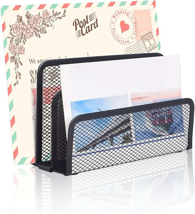 wishacc Desk Mail Organizer Small File Holders Letter Metal Mesh Document/Filing/Folders/Paper Organizer for Desktop-NeatNest