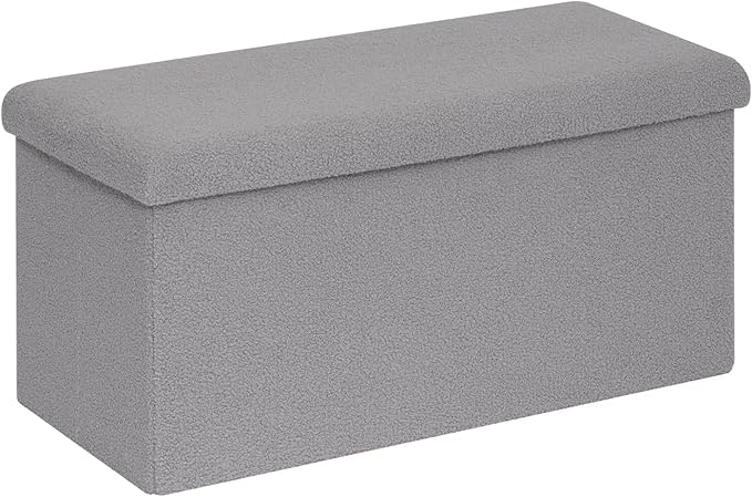 Foldable Storage Ottoman Bench-Footrest Stools for Living Room, Apartment-Multi-Functional Chair with Hidden Compartment, Grey