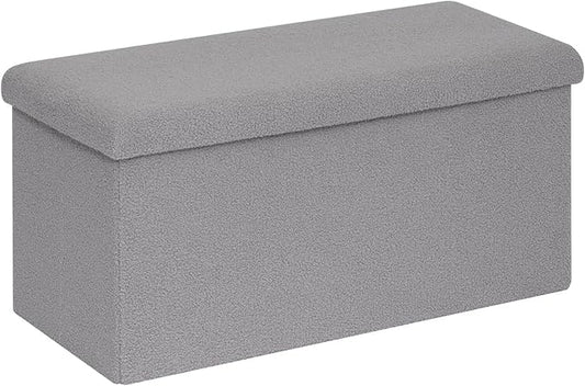 Foldable Storage Ottoman Bench-Footrest Stools for Living Room, Apartment-Multi-Functional Chair with Hidden Compartment, Grey