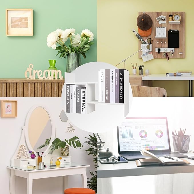 ShellKingdom Desk Shelf Organizer, H-Shaped Desktop Shelves, Adjustable Desktop Corner Shelf, Bookshelf Storage Rack and Cubicle Decor for Desk, Tabletop, School, Office, Dorm Desk Organizer - White-NeatNest