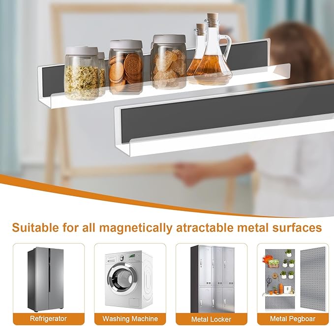2 Pack Magnetic Book Shelf - Acrylic Reusable Display Panel for Whiteboards, Classrooms & Home, Adhesive-Free Storage with 11lb Capacity (Clear)