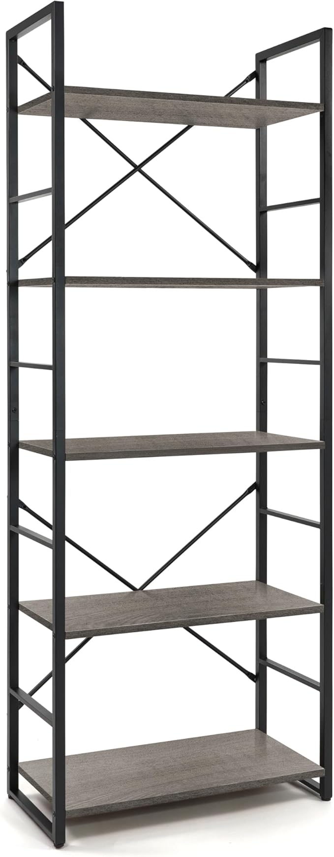 CAPHAUS 5 Tier Bookshelf, 24 Inch Width Free Standing Shelf, Bookcase Shelf Storage Organizer, Industrial Book Shelves for Home Office, Living Room, Kitchen, Dark Grey-NeatNest