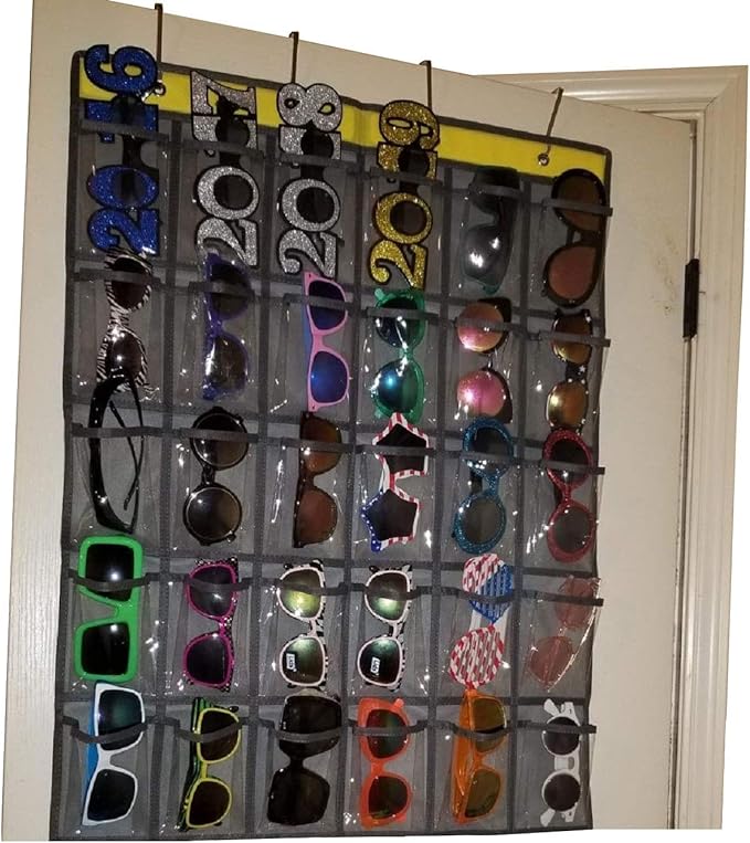 Classroom Pocket Chart for Phone Calculator Holder Over The Door Hanging Closet Jewelry Organizer with 30 Clear Pockets (GREY)-NeatNest
