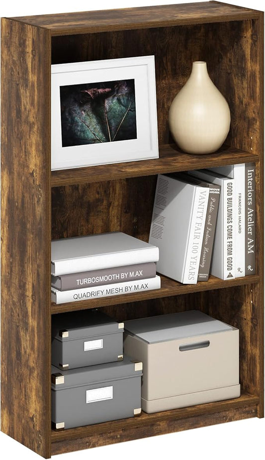 Furinno Jaya Simply Home Adjustable Shelf Bookcase, 3-Tier, Amber Pine