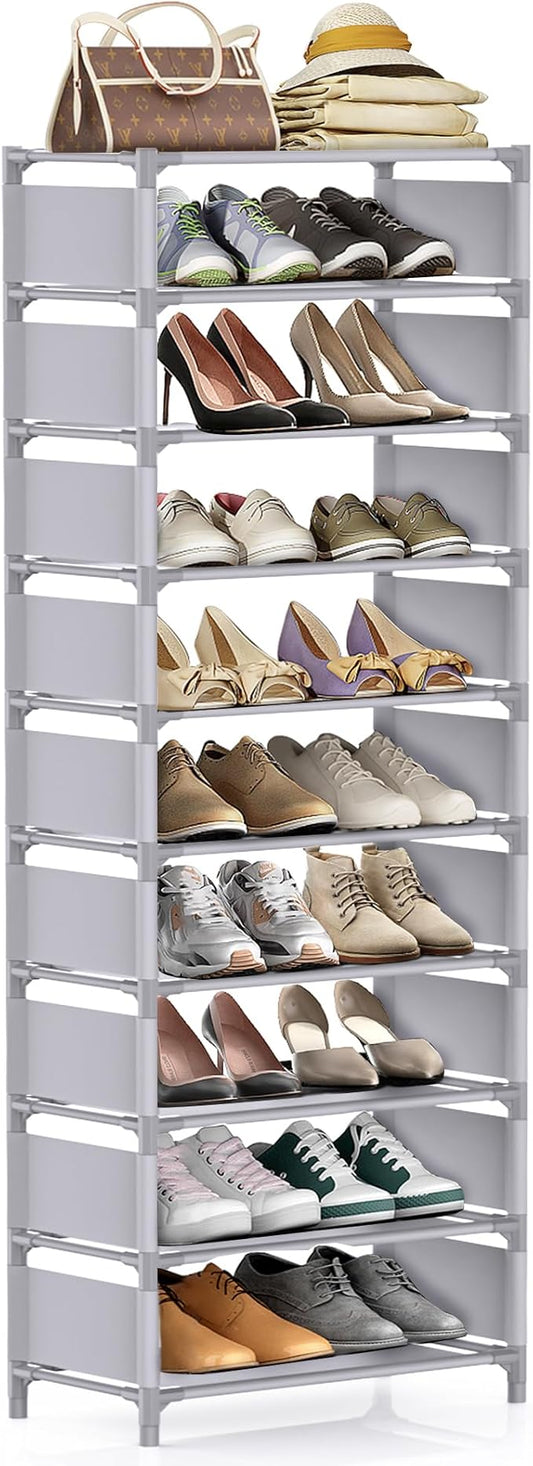 sunvito 10 Tiers Shoe Rack, Tall Vertical Shoe Rack, Sturdy Stackable Shoe Shelf, Shoe Stand Holds 20-25 Pairs Shoes, for Closets, Entryway, Cabinet, Garages, Dormitory, Hallway-NeatNest
