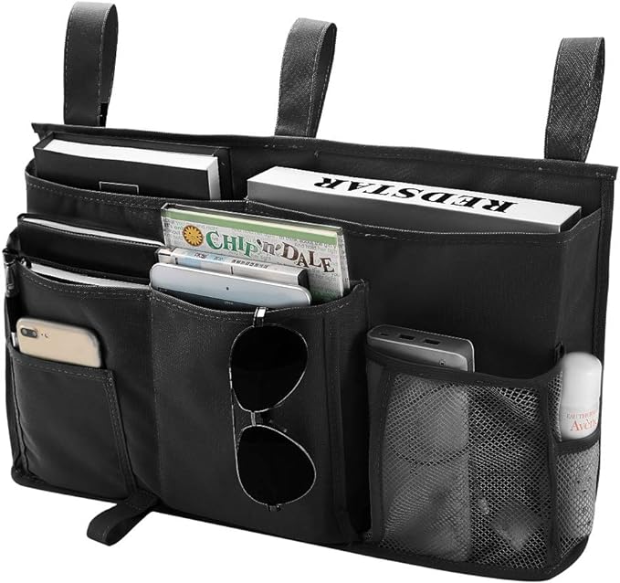 Bseash Bunk Bed Organizer, Bedside Caddy Hanging Bed Organizer Storage Bag 8 Pockets, for College Dorm Rooms Bed, Hospital Bed, Baby Bed Rails, 600D Oxford Cloth-NeatNest