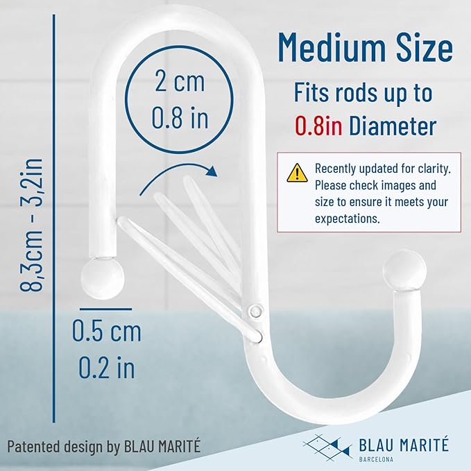 10-Pack Metal S Hooks for Hanging – Heavy-Duty S-Shaped Hooks with Safety Buckle – Fits Bars up to 0.8 in – Anti-Drop S-Hooks for Kitchen, Bathroom, Closet & Pot Racks – White (Medium)-NeatNest