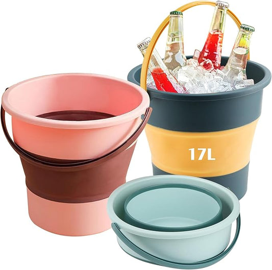 Collapsible Bucket 3PCS 4.5 Gallon/17L Small Plastic Household Cleaning Mop Buckets Foldable Water Bucket for Car Wash Fishing Camping Beach (Large 3 PCS)-NeatNest