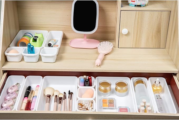 BYCY 32 PCS Drawer Organizers Office Interlocking Drawer Organizers Tray Dividers Storage Bins(32 Pack)-NeatNest