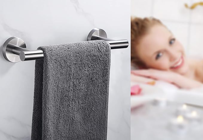 9 Inch Towel Bar 2 Pack for Bathroom 9/12/16/24/28/33 Inch Kitchen Hand Towel Holder Brushed Nickel Stainless Steel 304 RUSTPROOF Wall Mount Towel Rod 2 of Pack (2, Brushed Nickel, 9 Inch)