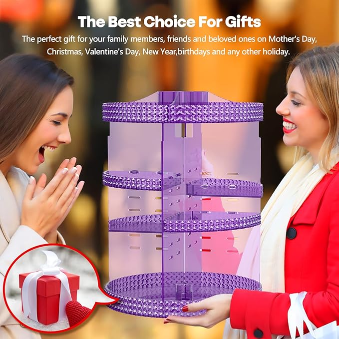 360 Degree Rotating Makeup Organizer, Extra Large Capacity Cosmetics Organizer, Removable 7 Layers Skincare Organizers, Spinning Perfume Organizer, Dresser Organizer Countertop (Purple)-NeatNest